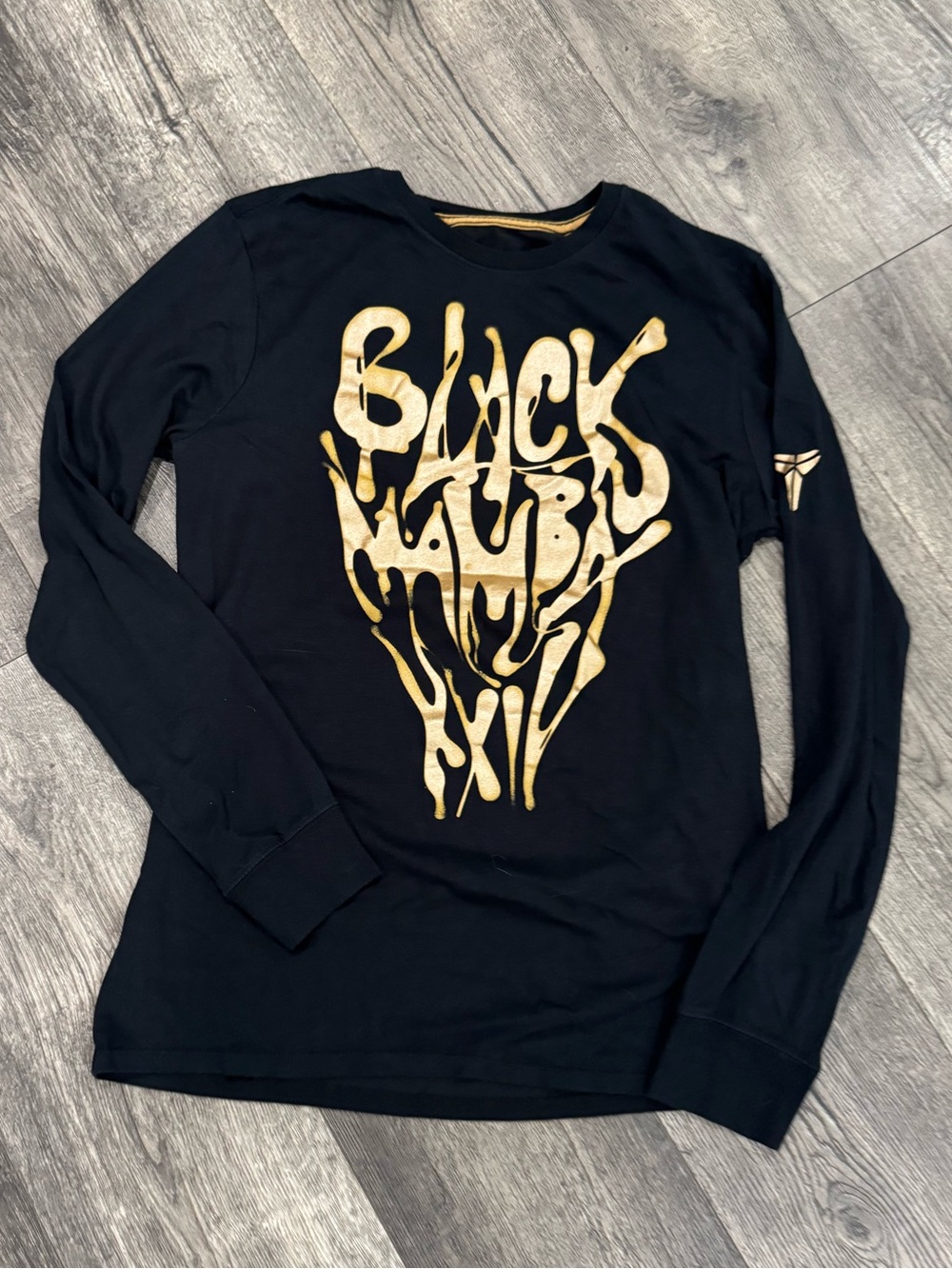 Nike Black Long-Sleeve Tee with Gold Graphic